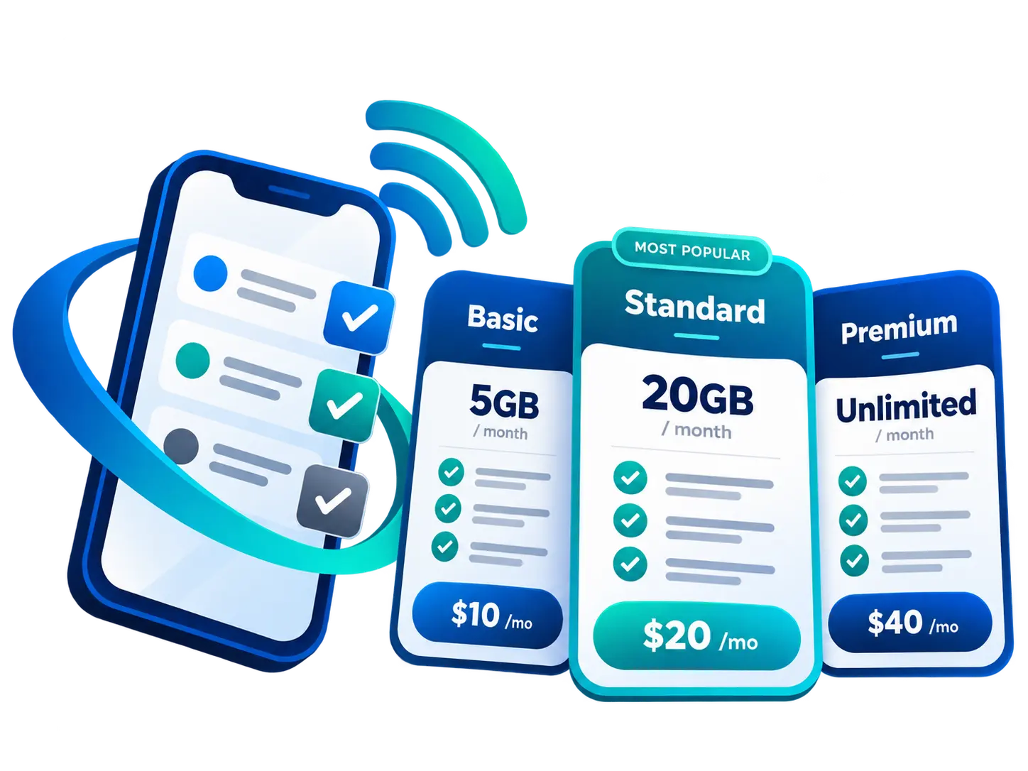 Illustration of mobile plan comparison